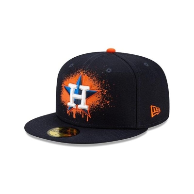 Blue Houston Astros Hat - New Era MLB Drip Front 59FIFTY Fitted Caps USA7085463